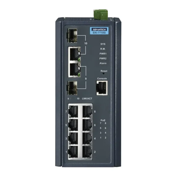 Advantech EKI-7710G-2CPI | Switch Industrial 8 Puertos PoE+ | Gestionable - Imagen 2